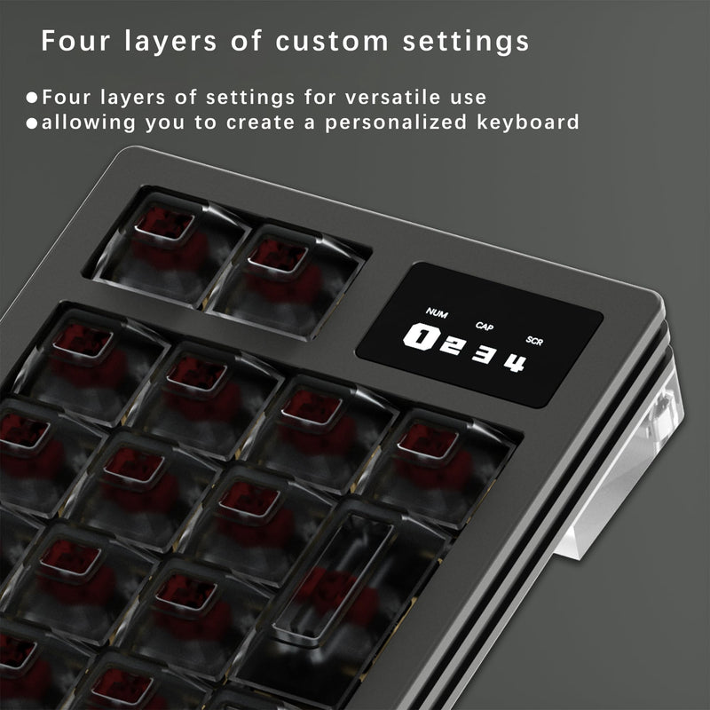 Programmable Keypad,19Keys Hot Swappable Vial Keyboard Number Keypad,Black | Portable Keyboard,RGB Backlight,Wired Macro Number Pad,wtih Screen,One Hand Keyboard,Nlofin Black