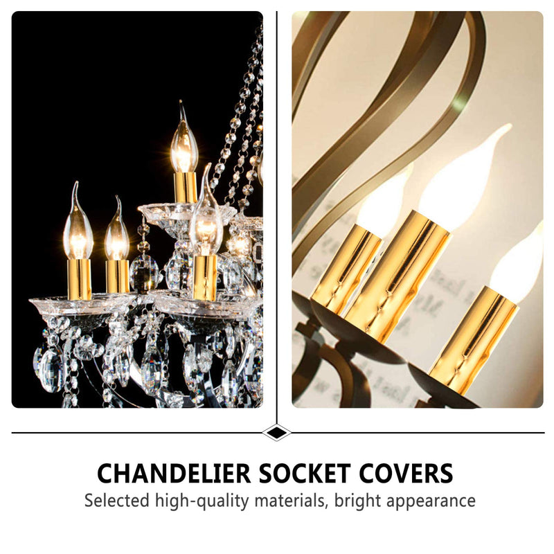 [AUSTRALIA] - OSALADI Pack of 6 E14 Candle Holder Sleeves Iron Candle Lamp Holder Cover Metal Chandelier Light Cover Candelabra Base Golden 