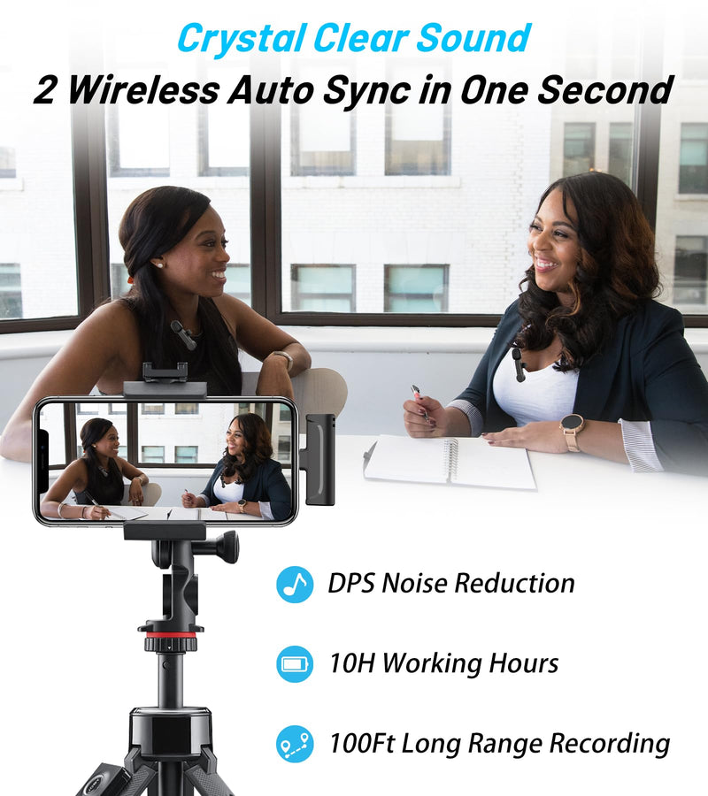 Wireless Lavalier Microphone for iPhone 15 Android iPad - Cordless USB-C Mic for Video Recording Vlog, Crystal Clear Sound, Noise Reduction USB-C Mic with Lightning Adapter