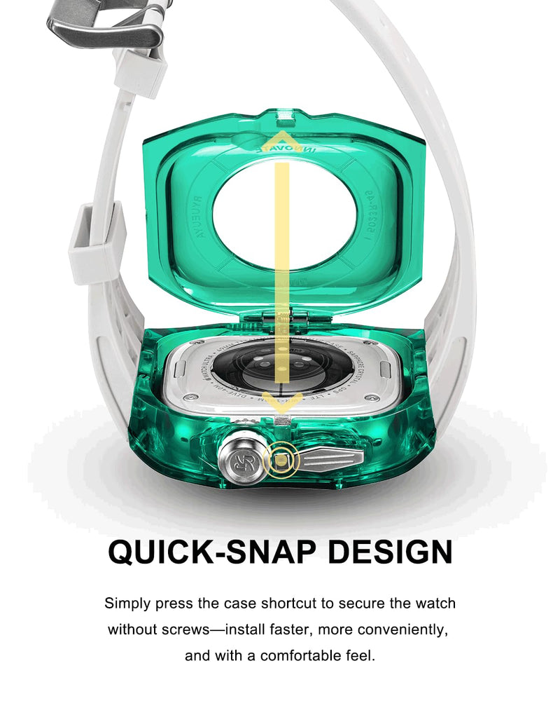 Rugged Case with Band for Apple Watch Ultra 3/2/1 49mm, Translucent Heavy Duty Case with Military Sport Strap for Men, Tactical Grade Shockproof Bumper Cover for iWatch, G-WR Green/White 49mm Ultra 3/2/1