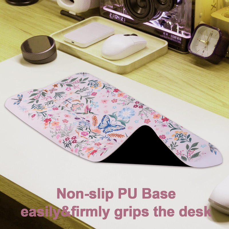 MOSISO Keyboard Stand with Wrist Rest, Hummingbird Plants&Flowers Ergonomic Keyboard Riser with Wrist Rest Pad, Non-Slip Base Easy Typing Cushion with Wheat Ear Memory Foam for Home Office, Pink