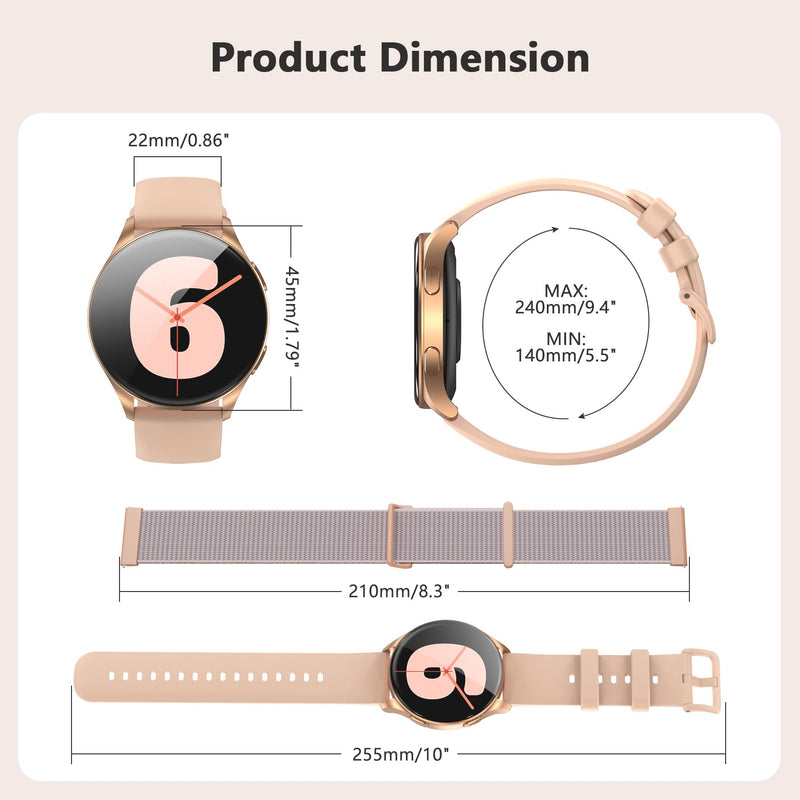 Blackview Smart Watch for Women(Make/Answer Calls), 1.43''AMOLED Touchscreen Fitness Tracker with 100+ Sports Modes, Heart Rate/SpO2/Sleep Monitor/2 Straps, Smartwatch for iPhone & Android W40-Gold Pink