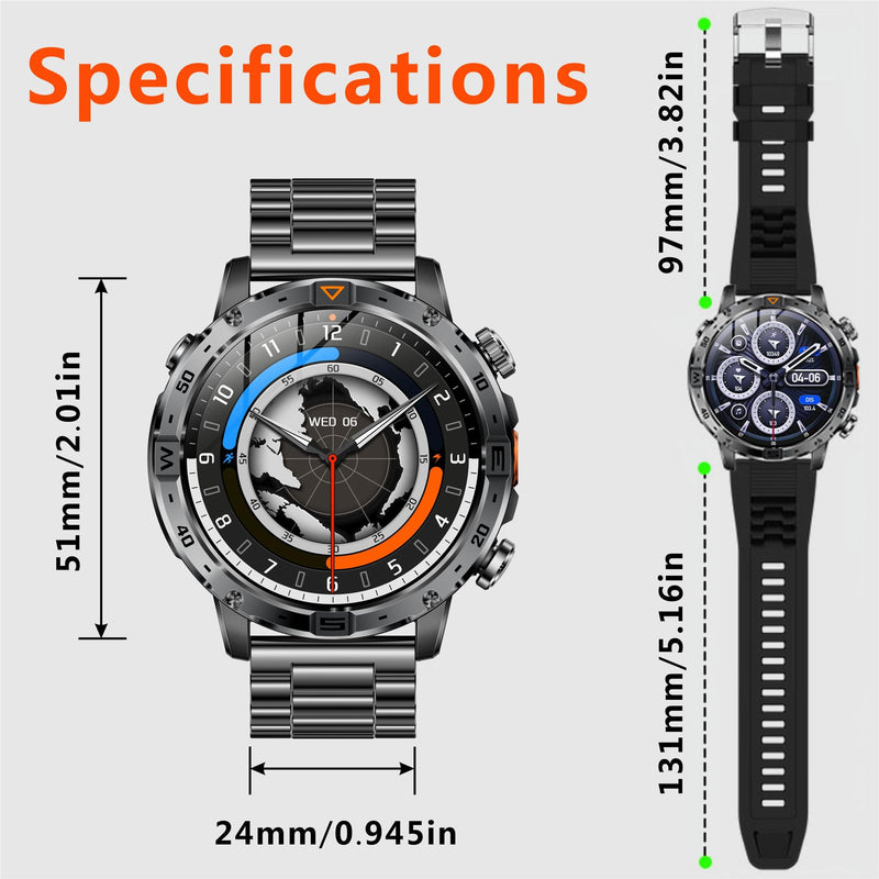Smart Watch for Men,1.7" HD Touchscreen Fitness Tracker with Bluetooth Calling, Fitness Watch with Heart Rate/Sleep Monitor/100+ Sports, IP68 Waterproof Smartwatch for Android iOS (Silvery) Orange