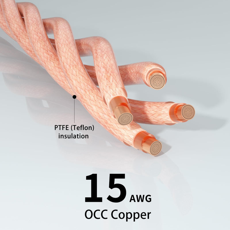 Preffair X461 OCC 5N Copper AC Power Cables 15AWG/4 x 1.5mm2 Wires with Gold Plated US-C15 IEC320 Power Connectors for Audiophile Subwoofer, Turntable, AMP, DAC (1.5M/4.9FT, X461P102G)