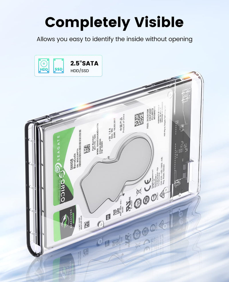 ORICO Tool-Free Clear 2.5 Inch Hard Disk + Waterproof 2.5 inch External Drive Storage Carrying Bag