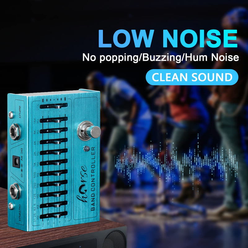 10 Band EQ Pedal, Equalizer (31.25Hz-16kHz) with ±12dB Gain/Attenuation for Each Band for Electric Guitar Bass Including 4-string 5-string 6-string 7-string Guitars