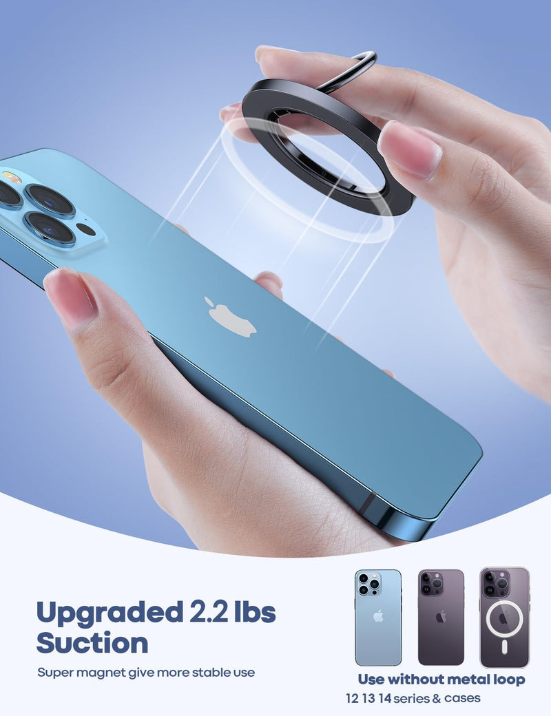 [AUSTRALIA] - Lamicall Magnetic Phone Ring Holder for MagSafe, Magnet Finger Ring Grip Stand Holder, Compatible with iPhone 15 14 Plus 13 12, Pro, Pro Max, Mini, Mag Safe Accessories, Misty Black 