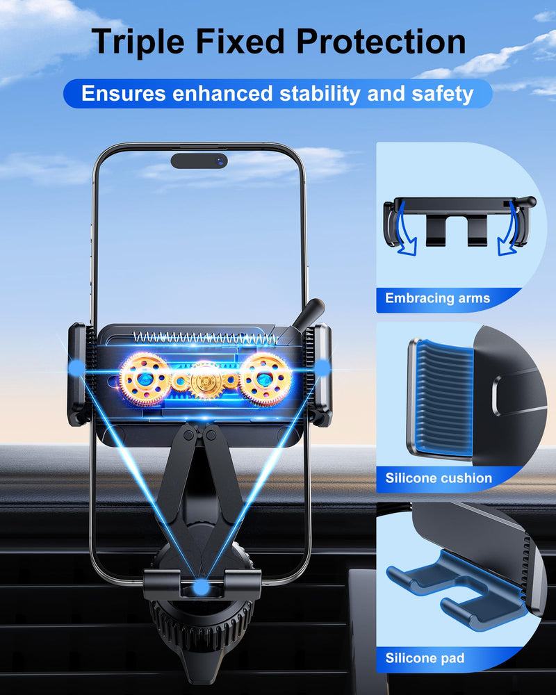 360 Rotatable Car Vent Phone Mount [No Blocking Air Vent] Universal Clip Vehicle Cell Phone Holder Stand Hands Free, Fit for iPhone 17 Pro Max 16 Plus 15 14 13 12 Samsung Google All Phones