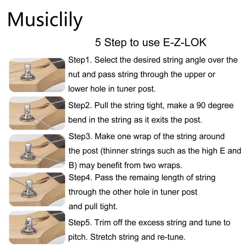 [AUSTRALIA] - Wilkinson WJN07 6 inline EZ-LOK Guitar Tuners Machine Heads 19:1 Ratio Tuning Pegs Keys for Fender Strat Stratocaster Tele Telecaster Electric Guitar, Chrome 