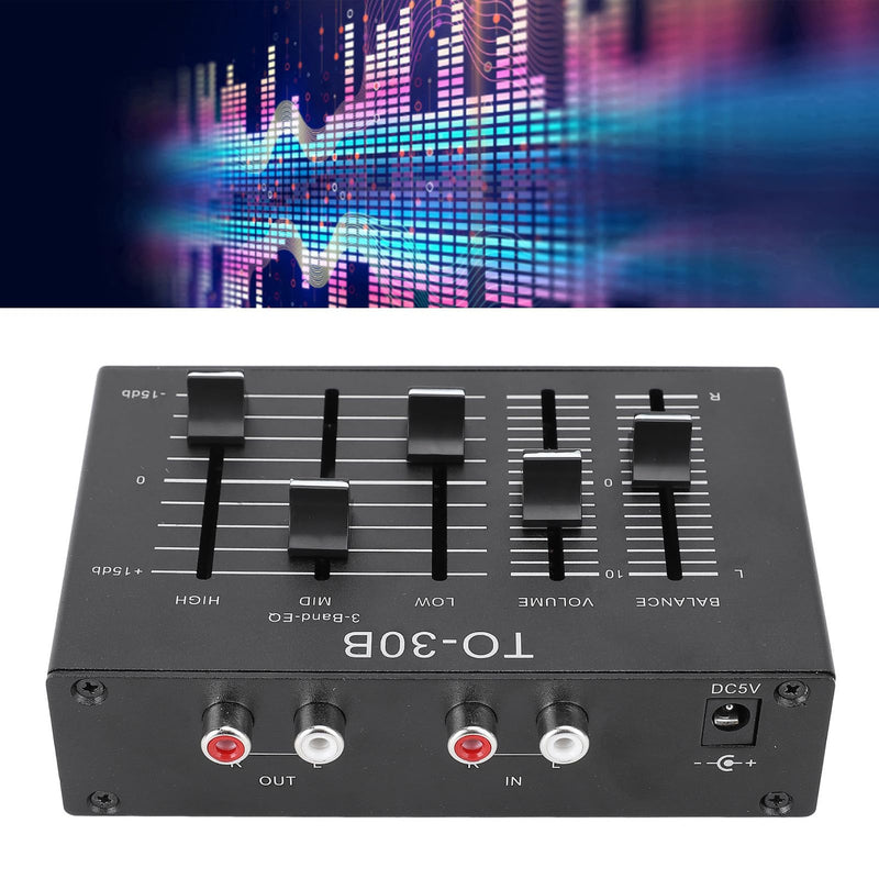 Fockety 3 Band Equalizer, 3 Band EQ EQ Equalizer Low Noise Volume Control High Medium Low 3 Band Sound Channel Fit Electronics, Turntables, Sound Cards, Guitars, Basses