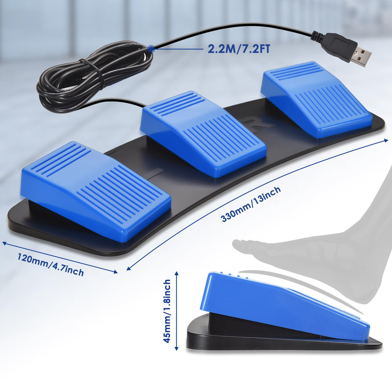Upgraded Digital Optical iKKEGOL USB Foot Pedal, USB Tripe Foot Switch Game Control, 3 Keys Programmable Footswitch Mouse Keyboard for Video Game Push to Talk, Transcription HID (Triple Pedal) Triple Pedal