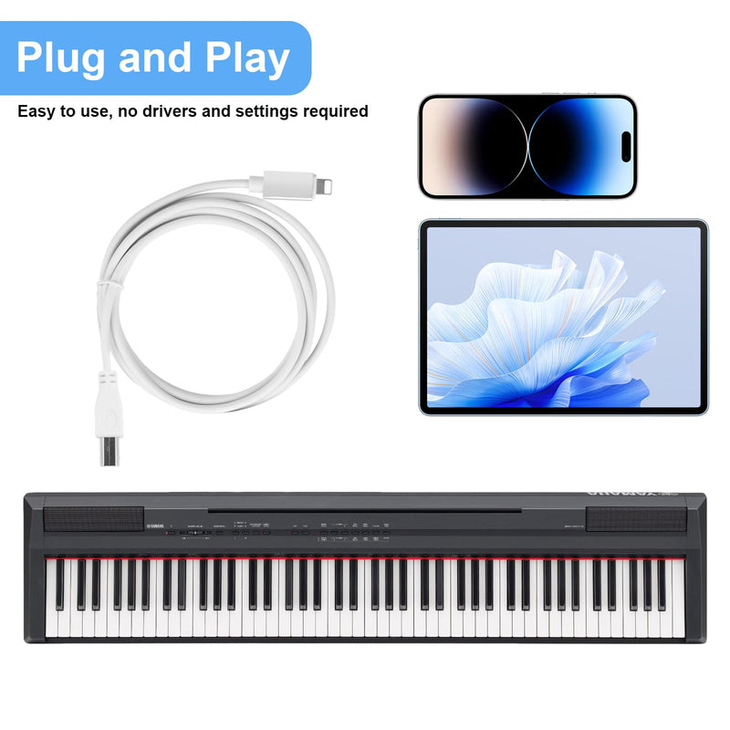 [AUSTRALIA] - Lightnning to USB 2.0 OTG Cable Type B Midi Cable 5Ft Lighting to Midi Cable Compatible with iOS Devices to Midi Controller, Electronic Music Instrument, Piano, Midi Keyboard and More 