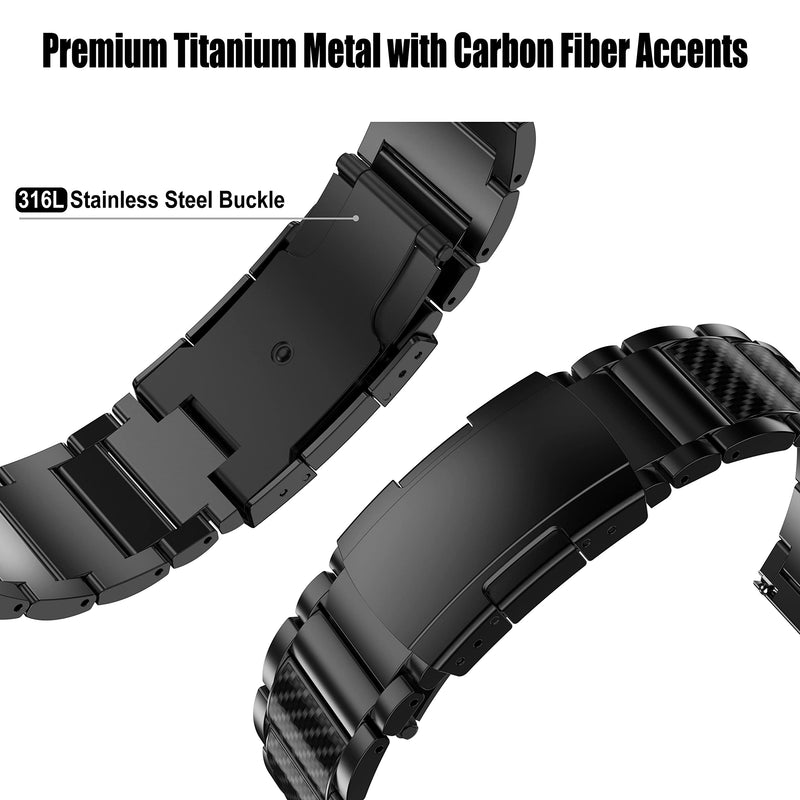 Gear S3 Frontier/Galaxy 46mm /Galaxy Watch 3 Band 45mm, 22mm Titanium Watch Bands Quick Release Band Business Replacemet Strap for Men Black/Carbon Fiber Pattern