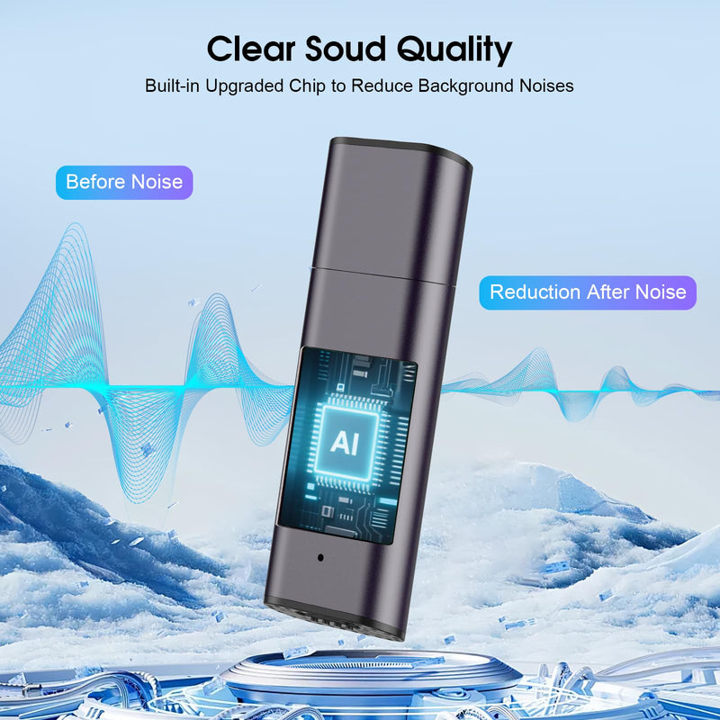 64GB Voice Recorder Digital Voice Activated Recorder USB Recording Device with Noise Reduction Rechargeable 750Hrs Small Pocket Audio Recording Devices for Lectures, Interview, Meeting, Class (Grey) Grey