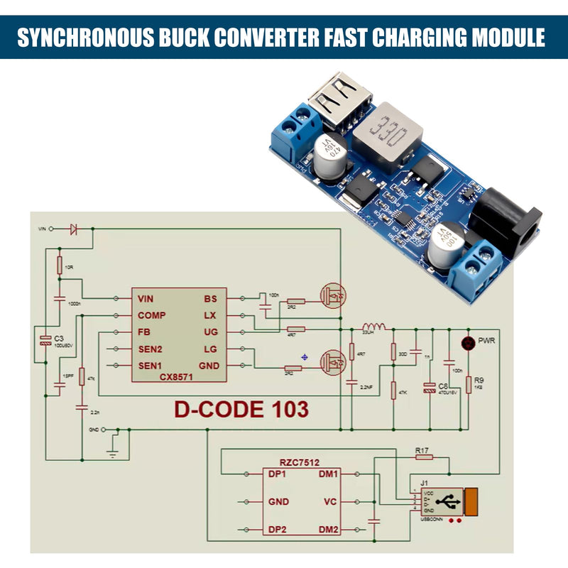 Step Down Converter Binghe Pack of 2 DC-DC 24V/12V to 5V 5A Step Down Power Supply Buck Converter with USB Port Step-Down Converter Module with Fast Charge Recognition Chip Compatible with Arduino
