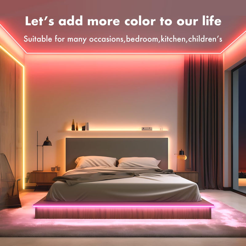 Neon Rope Lights, 16.4FT RGB LED Strip Lights App Control,IR Remote,Music Syncing,Outdoor IP67 Waterproof,Flexible DIY Design for Bedroom,Living,Gaming,Party Decoration