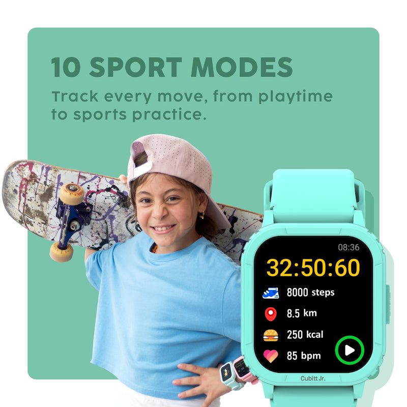 Cubitt Jr. Smartwatch Fitness Tracker, 1.75" AMOLED – Obsidian Black | For Kids and Teens with Games, Step Counter, Sleep Monitor, Heart Rate Monitor, Calculator, Activity Tracking, Waterproof
