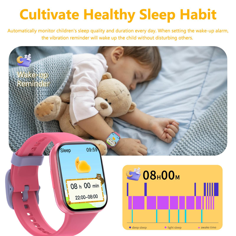 YoYoFit Kids Smart Watch for Girls, IP68 Waterproof 1.69" HD Smartwatch, Task & Rewards Assign, Heart Rate Sleep Monitor, Body Temperature Measure, Step Activity Tracker Watch Gift for Kids, Red