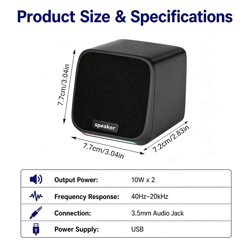 Computer Speakers USB-A Powered Wired Stereo Desktop Speakers with 3.5mm Aux Plug No Bluetooth for PC Laptop 2026, Brown