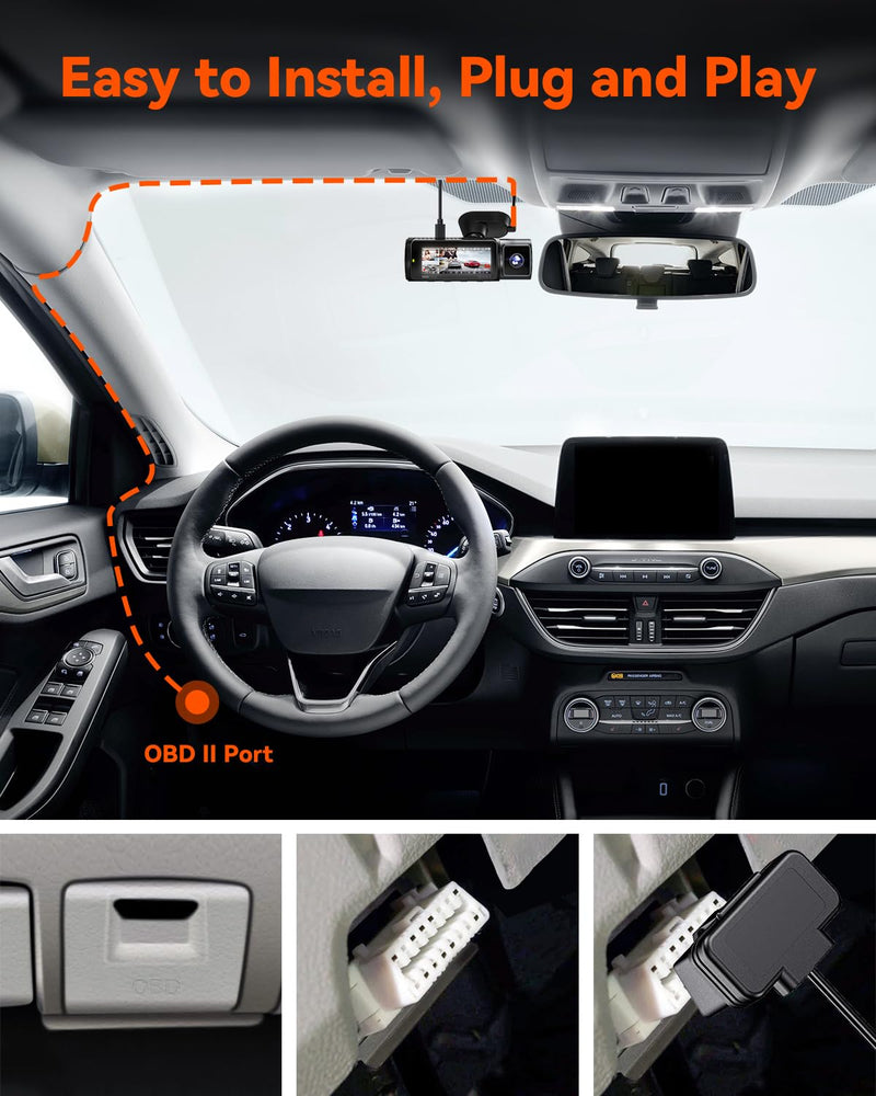VANTRUE 10ft USB-C USB LED Screen OBD Hardwire Power Cable, 3 Gear Shifting, Low Voltage Protection for Parking Mode, for E1 Pro,N4 Pro S,N5(S),N4(S),S1 Pro(Max),N2X,E360/ACE,E1 Lite, E2 Dash Cam