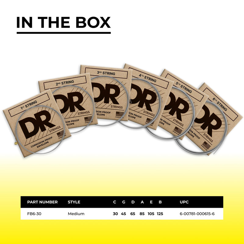 DR Strings FAT-BEAM Bass Guitar Strings (FB6-30) 6-String(30-125)