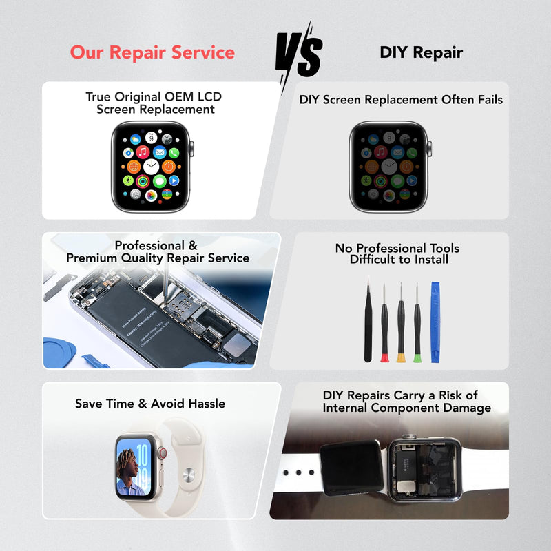 Mail-in Repair Service with Original OEM Pull Screen for Apple Watch Series 3 (38MM) Display Digitizer LCD Screen Replacement Touch Assembly A1858 A1860 A1889 A1890 + Install Service Series 3 (38MM)