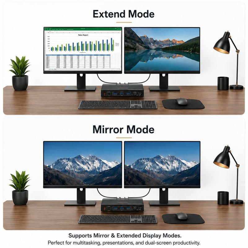 HDMI KVM Switch 2 Monitors 2 Computers – 8K@60Hz, 4K@120Hz, 4 Port USB 3.0 Hub (5Gbps), Wired Remote, Plug & Play for Windows/Mac/Linux with an additionl Braided 8K HDMI Cable