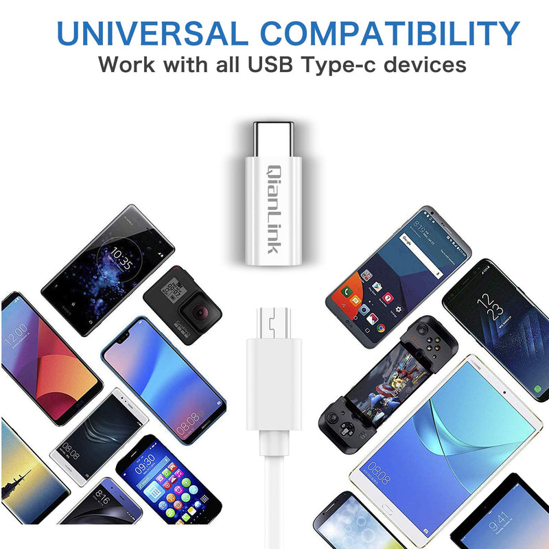 Mini USB to USB C Adapter, (2-Pack) Mini USB Female to USB C Male Convert Charging & Data Sync Compatible with Samsung Galaxy S10 S9 S8 Plus Note 9 8, LG V40 V35 V30 V20 G7 G6 G5,Moto Z2 Z3