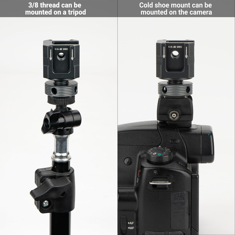 [AUSTRALIA] - Aluminum Camera Shoe Mount - Ultralight Cold Shoe Adapter with Multi 1/4" Threads, 60g Quick-Release Plate for DSLR/Mirrorless/Outdoor Photography 
