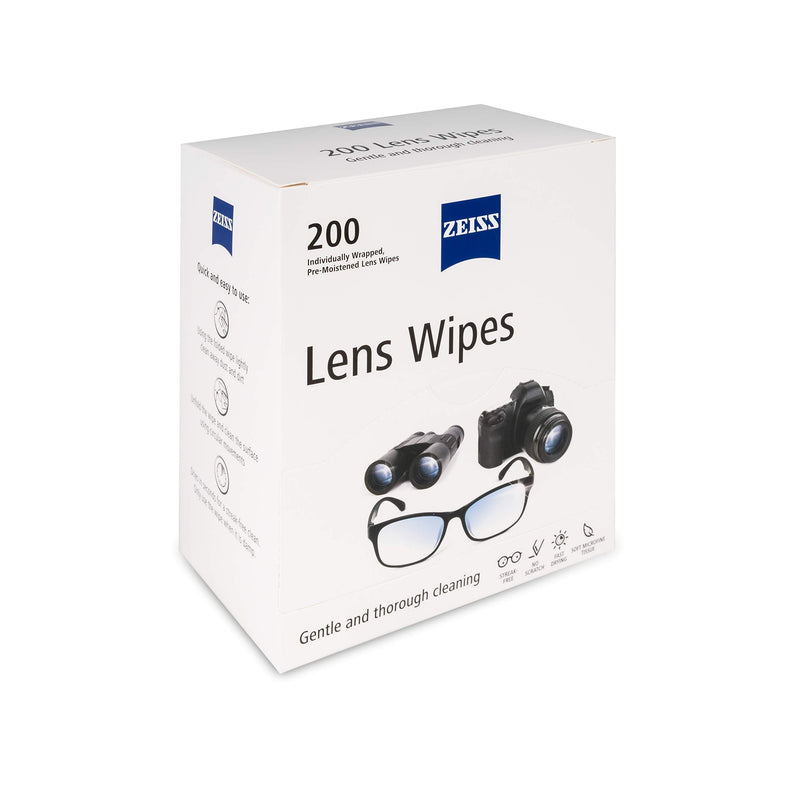 ZEISS Pre-Moistened Lens Cleaning Wipes, 200 Count White 200 Count (Pack of 1)