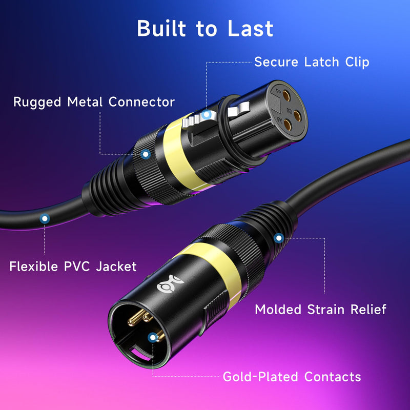 Cable Matters 2-Pack 22AWG Stage Light DMX Cable 25ft / 7.6m with 3-Pin XLR Connector, 3 Pin XLR Male to Female DMX Lighting Cable 25 Feet