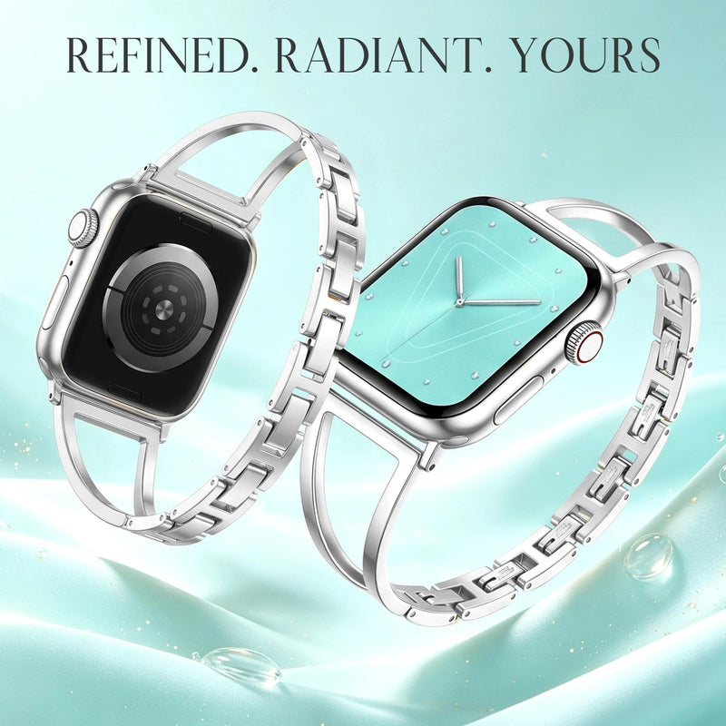 JR.DM Gold Double Chain Band Trangle Stainless Steel Watch Band Bundle Compatible with Apple Watch 38mm 40mm 41mm 42mm 44mm 46mm 45mm 49mm for iWatch Series 11/10/9/8/7/6/5/4/3/2/1/SE/Ultra