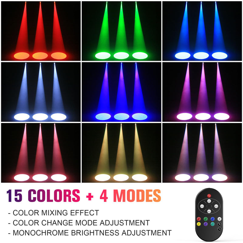 20W Pinspot Light with Remote,RGBWYP+Cyan LED Beam Spot Lights,Ultra Bright Mirror Disco Ball Spotlight Stage Light for DJ Disco Party Bar Club Show Wedding Children's Theater Black 1 Pack