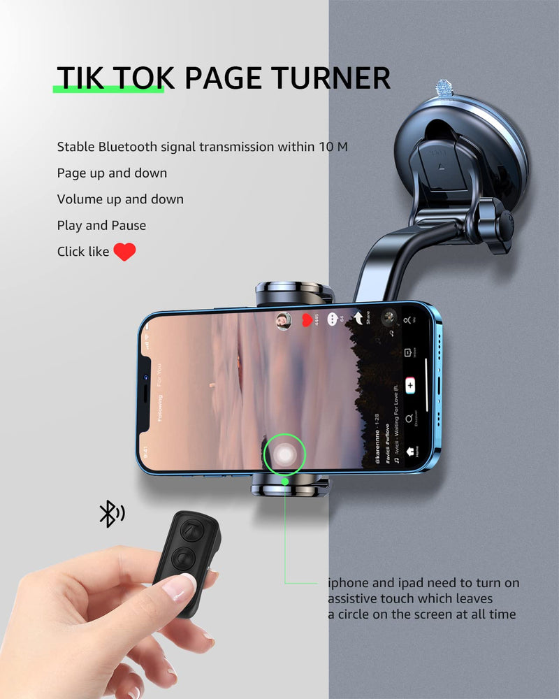 TIK TOK Wireless Page Turner Tiktok Scrolling Button Ring Fingertip Bluetooth Remote Control with Charging Case for iPhone Android ipad Cell Phone (Black) Black