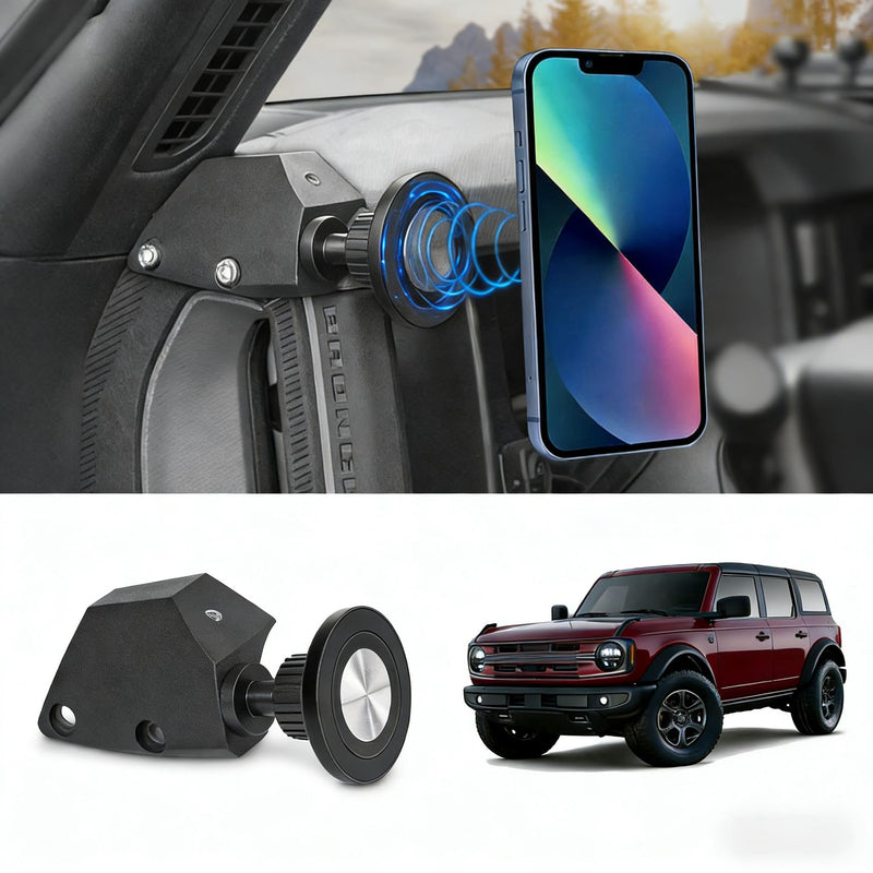 Magnetic Car Phone Mount for 2021–2025 Ford Bronco Accessories, Grab Handle Mount Phone Holder, 360° Rotating Magnetic Car Phone Holder, Driver Side (Not for Bronco Sport) Magnetic Mount