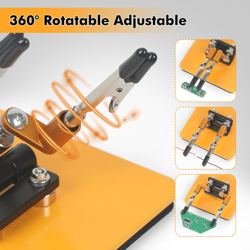 Magnetic Helping Hands Soldering Station with 10 x 10 cm Stable Base, 4 Flexible Arms Soldering Aid - 360° Rotating and Adjustable Multifunctional Tool Third Hand 10cm * 10cm