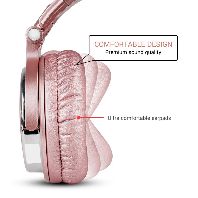 OneOdio Over Ear Headphones for Women and Girls, Wired Bass Stereo Sound Headsets with Share Port and 50mm Driver Rose Gold Headsets with Mic for PC Phone Laptop Guitar Piano Mp3/4 Tablet (Pink) Pink One Size