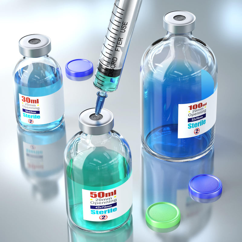 Ks-Tek Sterile Empty Vials with Self Healing Injection Port,with Flip Off Aluminum Cap,Sterile Package (100ml,4) 100ml 4