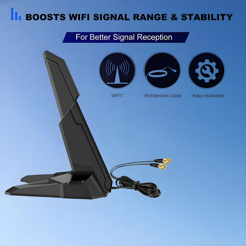 External Tri-Band 802.11BE Performance WiFi 7 Antenna with Magnetic Base RP-SMA Connector for WiFi 7 PC Desktop Computer Extendable Router ASUS ROG Gaming Motherboard, Slinkdsco