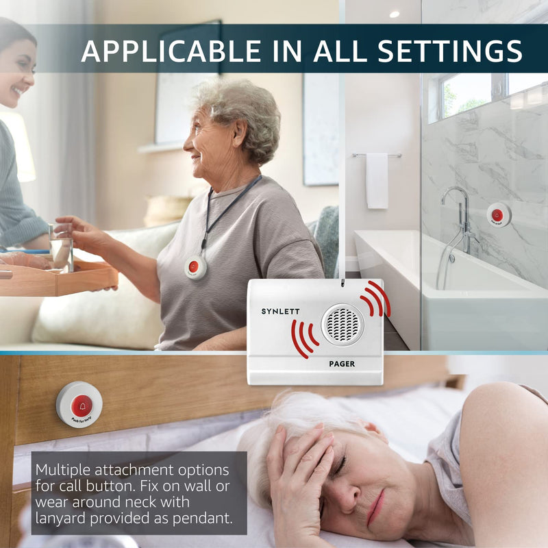 [AUSTRALIA] - Caregiver Pager Wireless Nurse Call Button for Elderly Monitoring SOS Alert System Portable Alarm Call Bell for Home Care Seniors Patients Emergency 3 Call Buttons 2 Pagers 