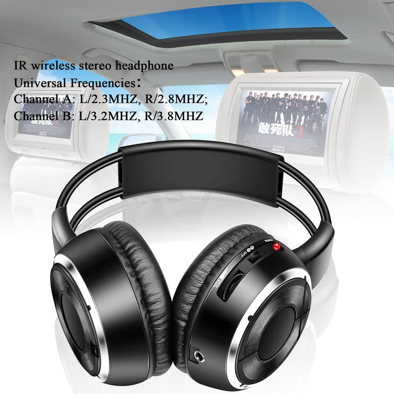 [AUSTRALIA] - Universal 2 Channel IR Foldable Headphones,Kids Wireless Headphones for Universal Car Entertainment System,Infrared Headset for Car DVD Video (2 Pack) 