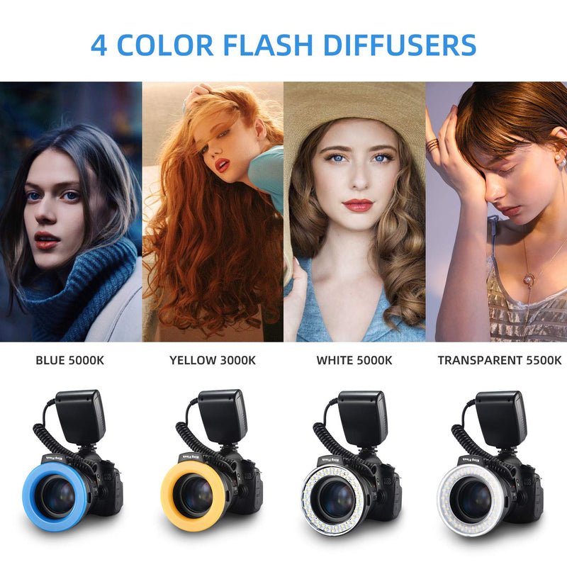 [AUSTRALIA] - Ring Flash, Emiral 48 Macro LED Flash Light with LCD Display Power Control, Adapter Rings and Flash Diffuser for Canon, Nikon DSLR Cameras 