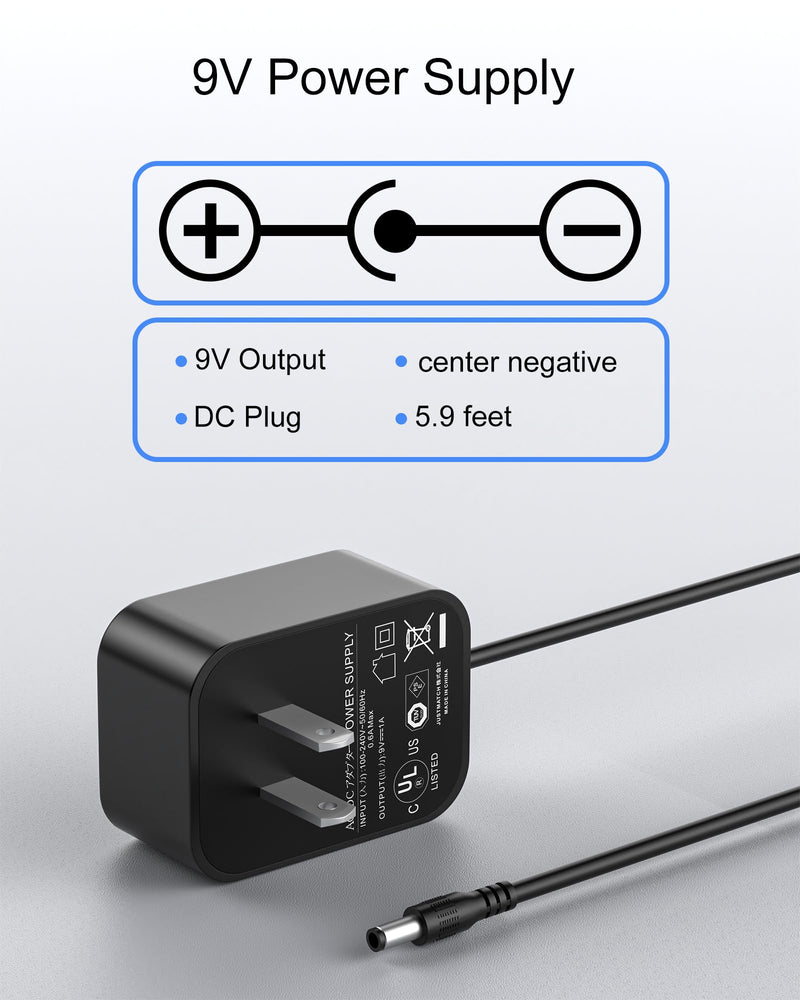 DC 9V for Casio Keyboard Power Cord compatible with Casio Keyboard AD-5 AD-5MU AD-5MR CTK-2100 CTK-800 CTK-700 CTK-710 CTK-720 LK-220 CTK-480 CTK-650 SK-200 WK-110 WK-200 LK-43 LK-100 (5.9Ft Long)