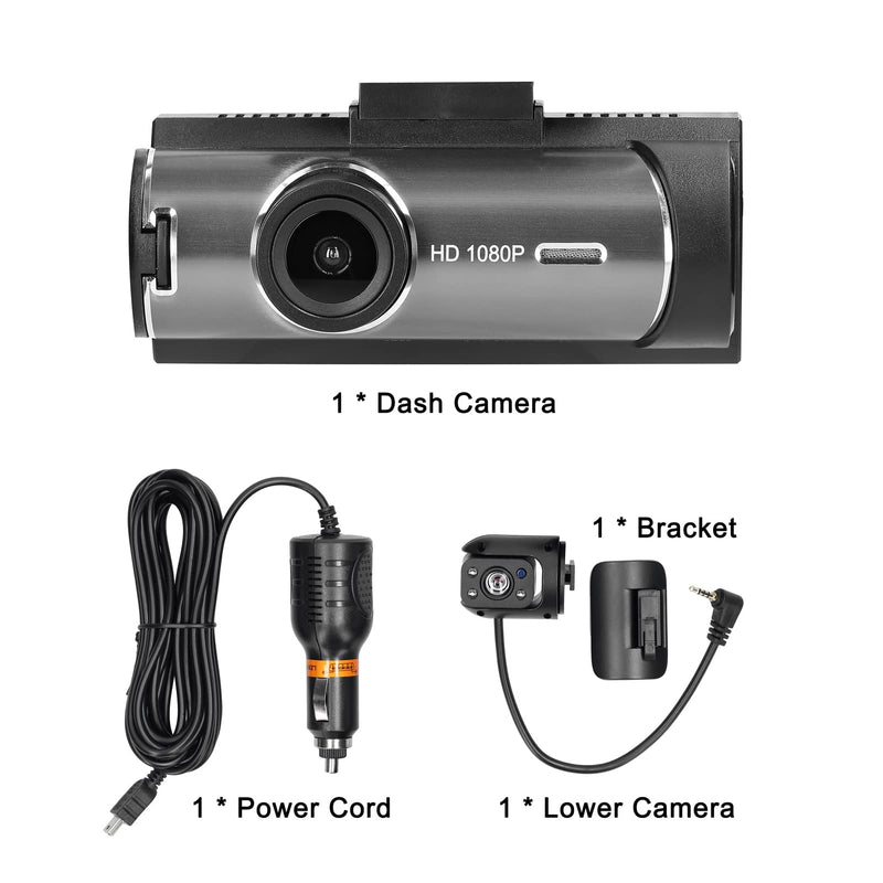 Multi-Language Dual Lens Car Video Recorder Auto Dash Cam Car Camera Recorder Night Viewing Motion Detection DVR 170 Degree Wide Angle Car Camcorder