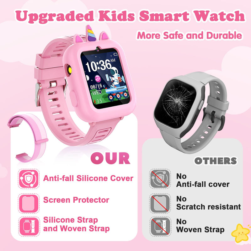 Sedzofan Kids Smart Watch with Case & Kids Waterproof Smart Watch Gift for Girls Age 5-12