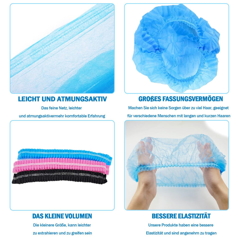 Vabrloy Pack of 100 Hair Nets, 53.3 cm Hair Nets Scalp, Surgical Cap, Hair Cap Made of Disposable Fabric, Bouffant Caps for Men and Women with Elastic Stretch Band, Black