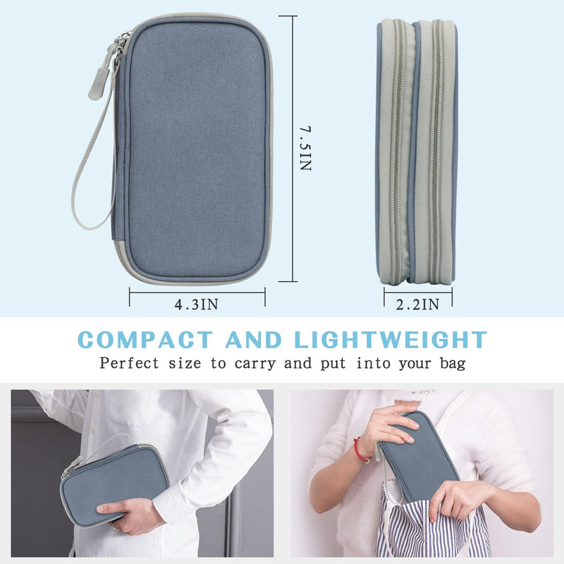FYY Electronic Organizer, Travel Cable Organizer Bag Pouch Electronic Accessories Carry Case Portable Waterproof Double Layers All-in-One Storage Bag for Cable, Charger, Phone, Earphone Light Grey Small