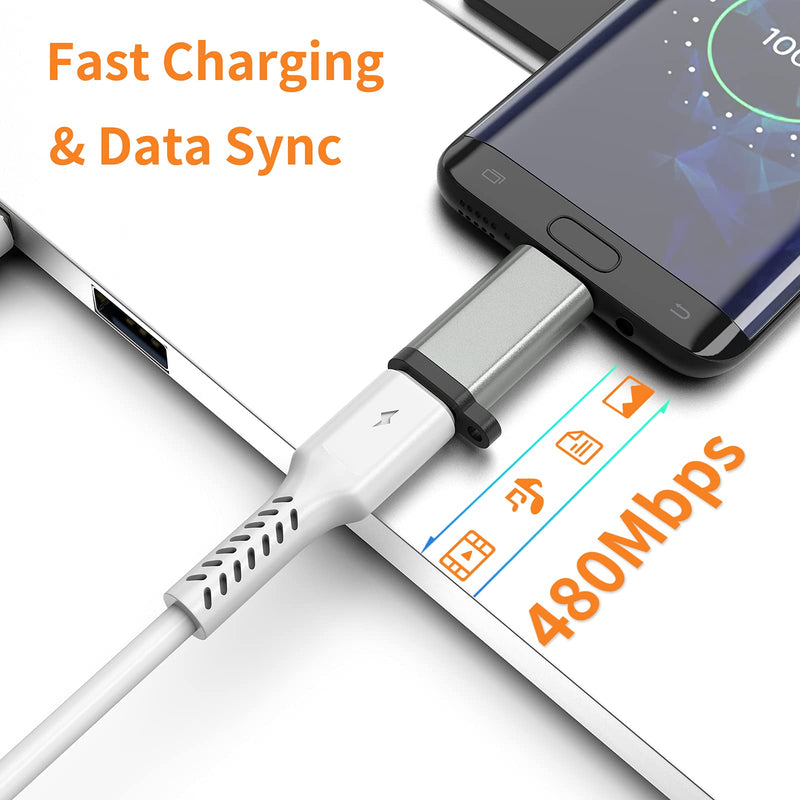 USB-C to Micro USB Adapter, 3-Pack USB Type C Female to Micro USB Male Converter USB C to Micro B 2.0 Charge & Data Sync Compatible with Samsung Galaxy S7 S6 J7 Note 5 Kindle Ps4 and More -Grey Grey