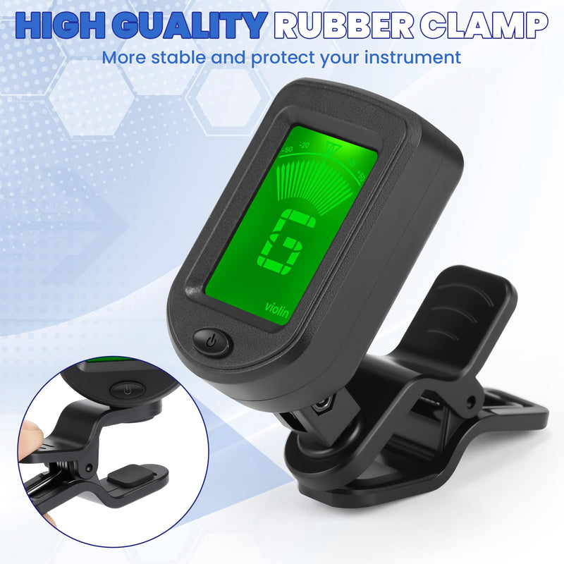 Boao 10 Pcs Guitar Tuner, Clip on Tuner with Chromatic Modes, Digital Electronic Clear LCD Display, 360 Degree Rotation for Acoustic/electric Guitar, Ukulele, Bass, Violin, Banjo, Mandolin