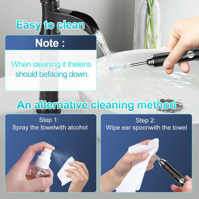 Ear Wax Remover Otoscope, 1080P WiFi Ear Cleaner Camera, IP67 Waterproof Ear Mirror 360° Wide Angle Ear Cleaner Otoscope Ear with 3.5 mm Lens and 6 LEDs for iPhone, iPad and Android, Smartphones